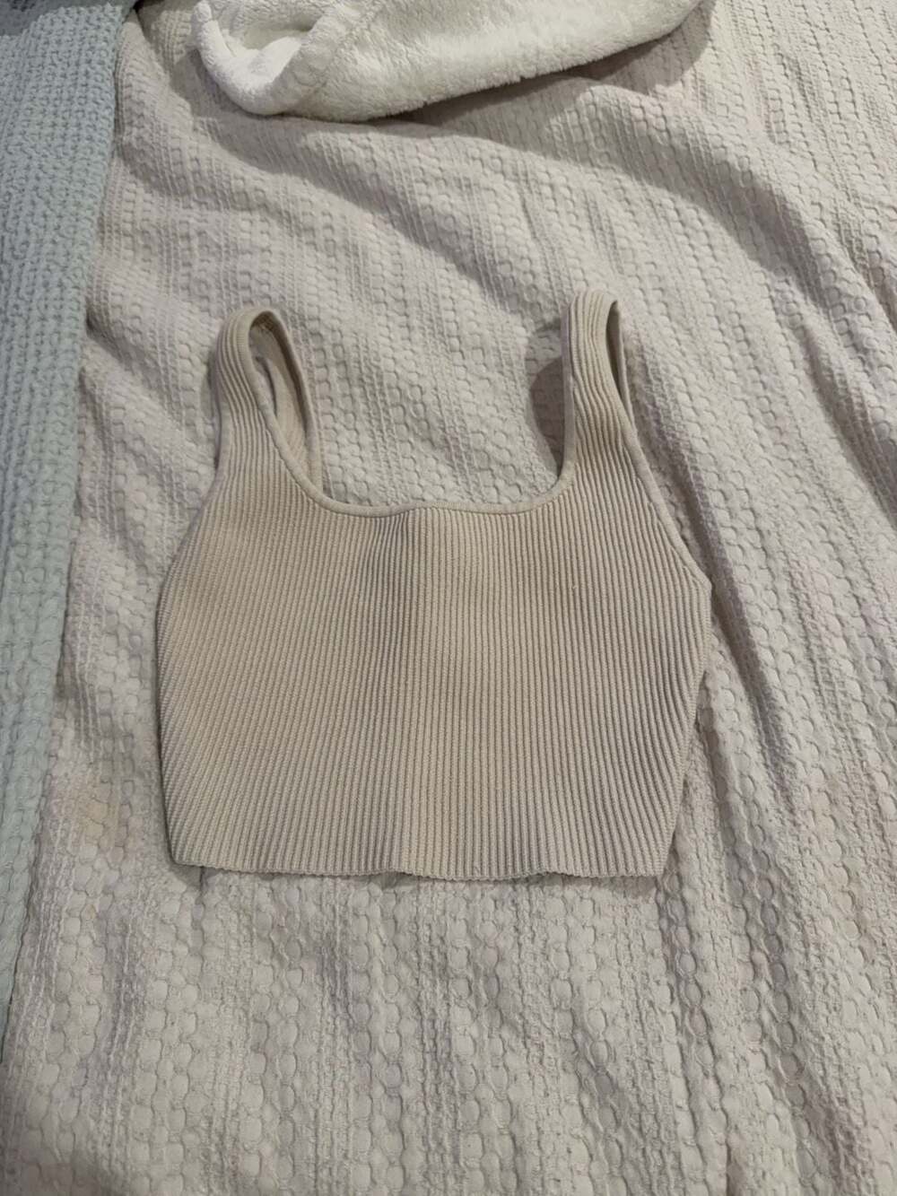 Babaton Ribbed Knit Square Neck Crop Tank Top Size XS